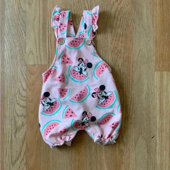 Disneys Minnie Mouse watermelon print onesie with snap button bottom - Picture 1 of 5